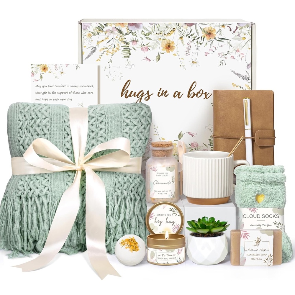 Gifts for women, get well soon self care package box sending hug baskets